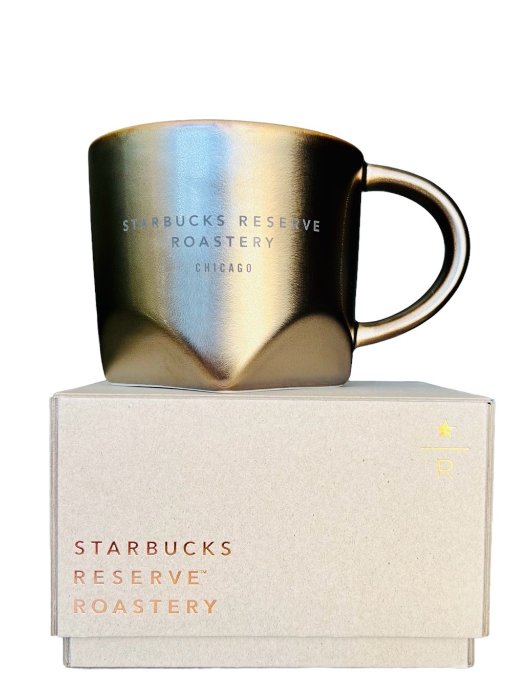 Starbucks CHICAGO Reserve Roastery Dark Bronze Bevel Ceramic Cup Mug 12 Fl Oz